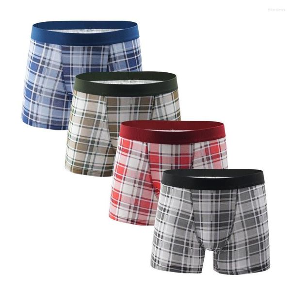 Mutande Boxer di alta qualità Intimo uomo Uomo Cotone Mutandine maschili traspiranti Pantaloncini Boxer moda scozzese di grandi dimensioni Cueca