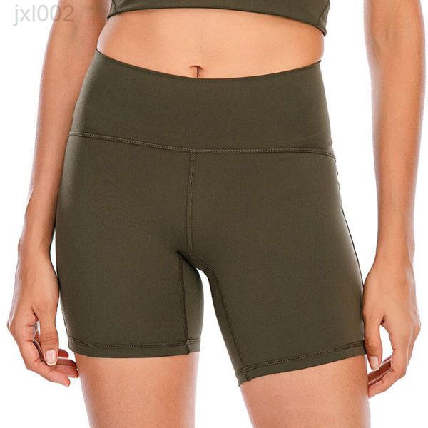 Calças de yoga nu vestindo apertado trimestre shorts feminino fino alinhar cintura alta hip levantamento correndo fitness e hip embelezamento calças