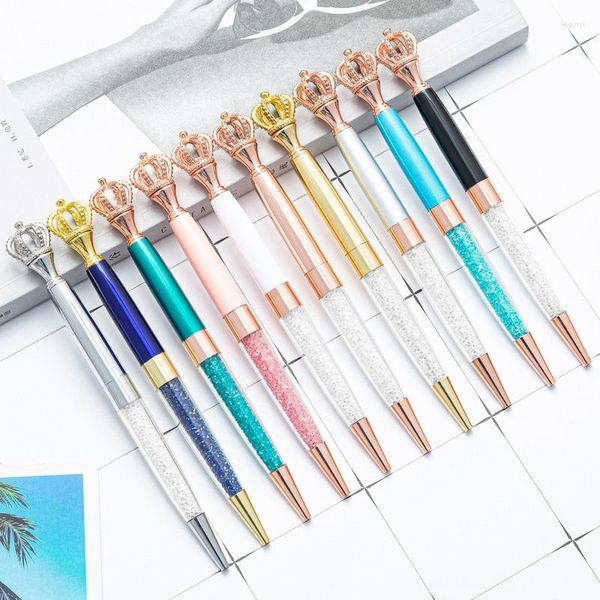 PCS Creative Crown Metal Ballpoint Pen Shiny Crystal Rotate Office School School Supply Supply Wement Wemporting Fashion