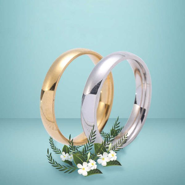 Anel de aço inoxidável liso simples de banda 4 cores anel de noivado anéis de casais de jóias de moda Acessórios para mulheres anéis Mulher atacado