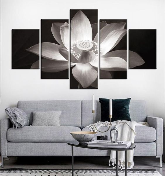 Arte della parete su tela 5 pezzi Immagini di fiori di loto Stampe Poster per la camera da letto Decorazione della parete di casa Pittura su tela Poster e stampe9116473