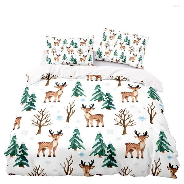 Bedding Sets Nordic Style Set Set Winter Forest Print Toupet Cover com capas de travesseiro decorativo 240x220 Quilt Quarto