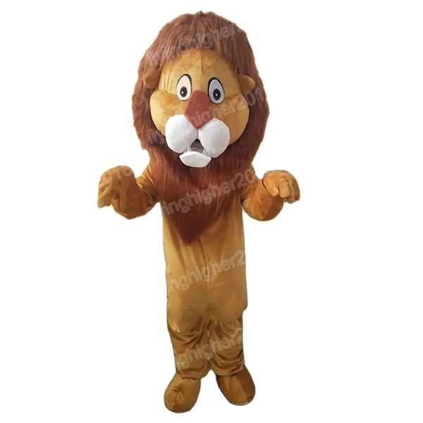 Simulazione Leone Costume della mascotte Formato adulto Cartoon Anime Tema Personaggio Carnevale per uomo Donna Halloween Natale Fancy Party Dress