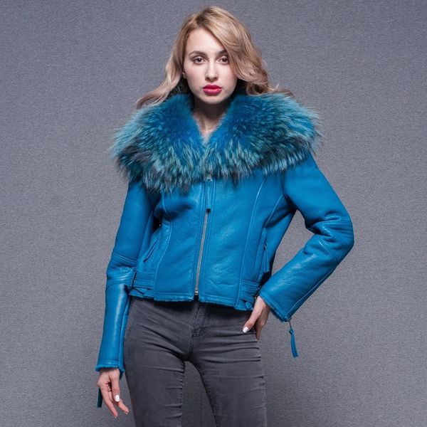 Damen Leder Faux Echte Jacke Frauen Mode Echtes Schaffell Mit Großen Waschbären Pelz Kragen Streetwear Herbst Winter Mantel 231118