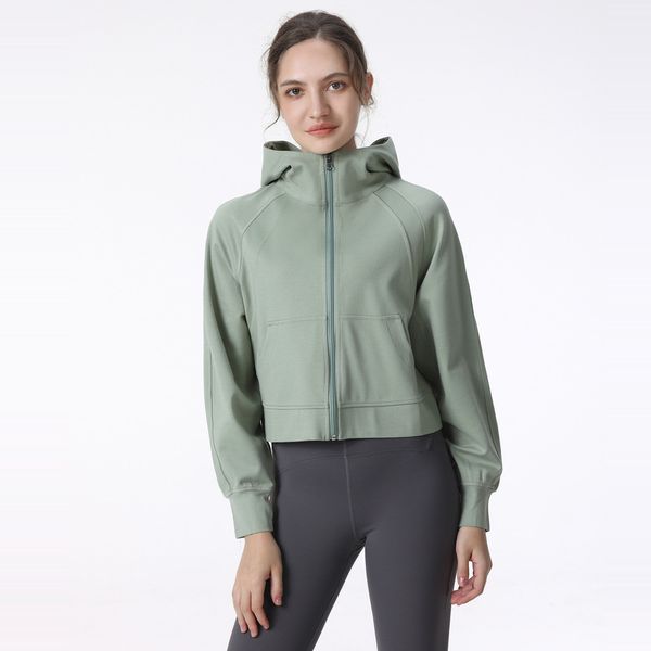 Ll outono e inverno esportes hoodie feminino com capuz solto emagrecimento correndo casaco de fitness yoga topo blusa de mangas compridas casaco de fitness topo