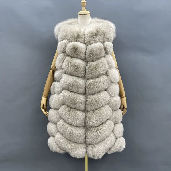 Frauen Pelz Faux MISSJANEFUR Echte Weste Frauen Lange Mode Warm Ärmel Mantel Plus Größe Gilet Winter Weibliche Oberbekleidung 231118