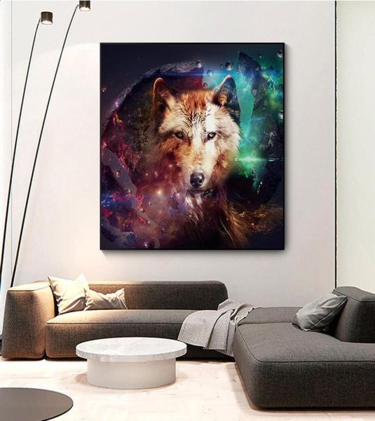 Moderne Minimalismus-Stil Cool Wolf Tier Öl Leinwand Malerei Poster und Drucke Wandbilder für Wohnzimmer Dekor ungerahmt3653418