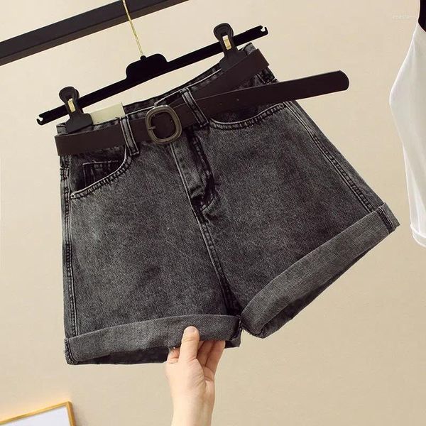 Jeans de shorts femininos Mulheres verão 2023 Mini -Survento de cintura alta para mulheres de jeans feminina apertada preto