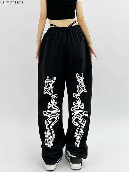 Мужские штаны Houzhou Hip Hop Gothic Black Jogging Sweat Anteange Негабаритный y2k grunge kpop мешковатые брюки Harajuku