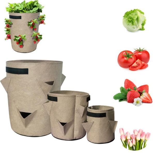 Plantadores vasos de planta bolsas de cultivo saco de jardinagem de pátio de morango plantio de feltro recipiente de pântano de moldina de jardim de jardim