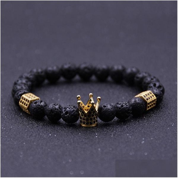 Bracelets de lava de lava preto de lava preto para homens de lava preto para homens Pseras de jóias MUJER DROJA DHN3F