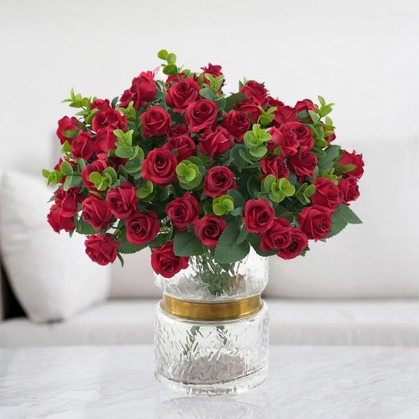 Flores decorativas 1 Bouquet Fancy Simulation Flower 6 Cores