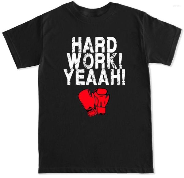 Herren T-Shirts Hard Work Yeaah Boxhandschuhe GYM Training T-Shirt Baumwolle O-Ausschnitt Sommer Kurzarm Casual Herren Größe S-3XL