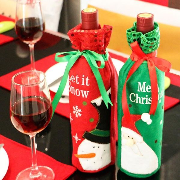 Decorazioni natalizie 5 pezzi Set di bottiglie di vino Tappo sul regalo di Babbo Natale Decorazione dell'anno rosso per la festa in casa Fornitore1