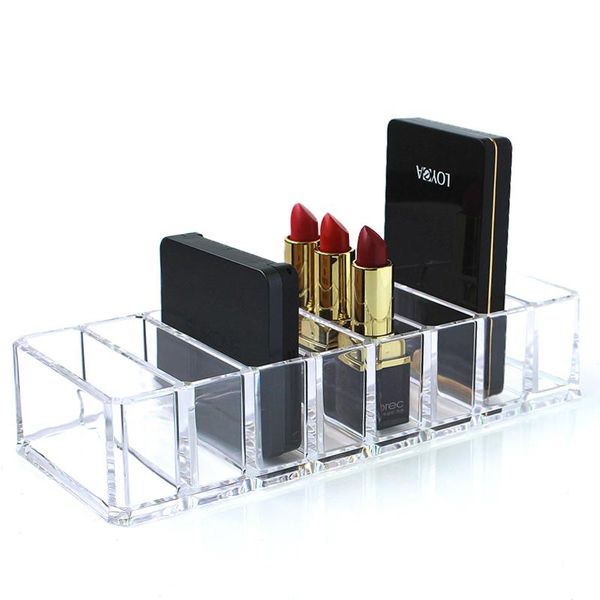 Caixas de armazenamento Organizador de maquiagem acrílica Caixa de maquiagem Clear Brush Lipstick Organizador