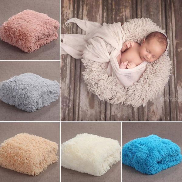 Decken Swaddling Faux Long Fur Chunky Blanket For Baby Boy Girl Born Pography Props Accessories Kids Po Shoot FlokatiBlankets BlanketsBl