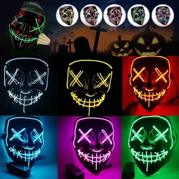 Maschera di Halloween Led Light Up Funny the Purge Election Year Great Festival Cosplay Costume Forniture Maschere 0424