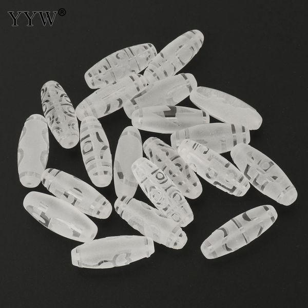 Otro 1 Uds cuentas Dzi tibetanas naturales de alta calidad cristal blanco cuarzo esmerilado diy material para hacer joyas cuentas de piedra 12x30mm 12x38mm 230419