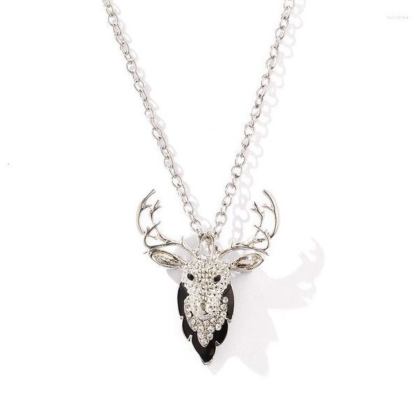 Correntes Cristal Elk Deer Colar Antlers Pending Silver Gold Metal Metal Link Link Cadeia de Natal Homens Homens Acessórios de joias