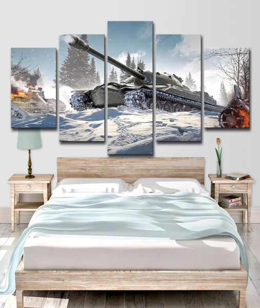 Modern Decor Living Room Wall Art 5 Pezzi Immagini Guerra World Of Tanks Tela Pittura HD Stampato Poster modulare7617355