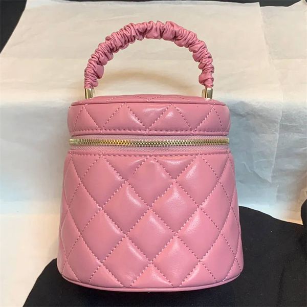 Couro de bolsas pequenas designer bolsa de ombro de moda cadeia padrão de campainha de hidromplas de pão fosco de tecido de cera macia mini bocal de capa de capa de balde em forma de barril