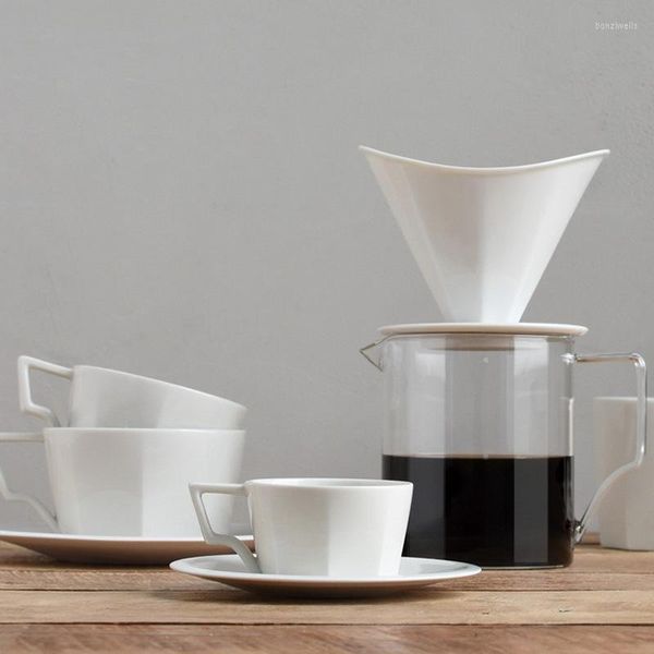 Tazze Nordic Ceramic Black Cappuccino Coffee Cup and Saucer Set Porcelain Espresso Latte Milk Tea Mug Versare sopra il filtro Dripper