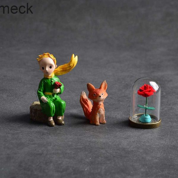 Anime Manga Lovely The Little Prince Rose Action Figure Fox Resin Figurine Collection Model Doll for Girl Boy Gift Home Desktop Decoration