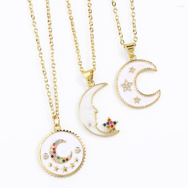 Collane con ciondolo Chic Conchiglia Bianca di Luna per Donna Placcata in Oro 18K Collana con Luna Piena/Mezzaluna Regali di Gioielli per Feste di Moda