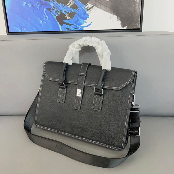 Evrak çantası tasarımcısı dizüstü bilgisayar çantaları çanta crossbody Çanta erkekler Evrak Çantası İş tarzı ofis çantası Büyük kapasiteli iş Deri Kare Çizgili tasarım güzel