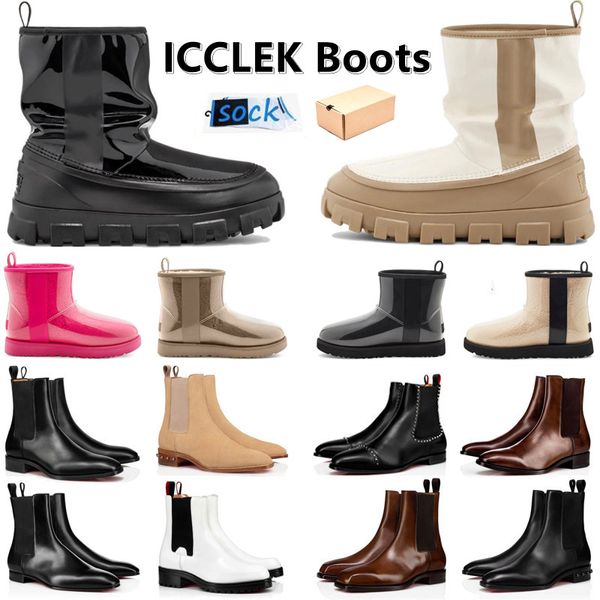 ICCLEK Millies, мужские и женские ботинки, классические прозрачные мини-ботинки, тапочки Tasman, зимние зимние ботинки, кроссовки для скейтбординга, ботинки на платформе, резиновые зимние непромокаемые сапоги с коробкой