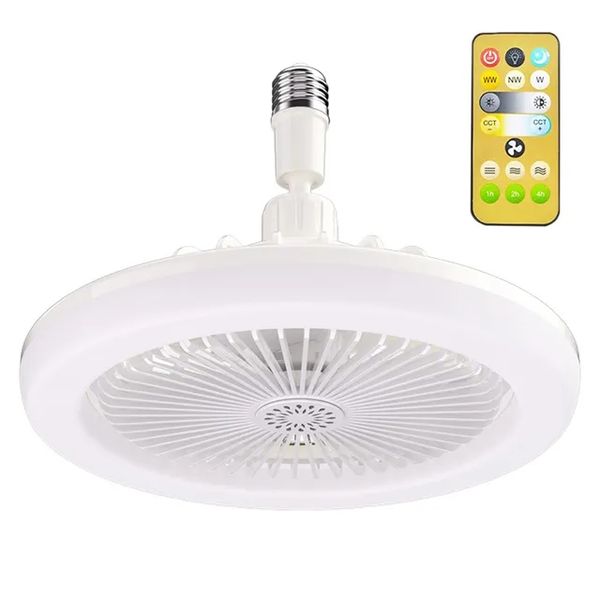 Ventilatori da soffitto con telecomando e luce Lampada a LED Ventilatore da 30 W Base convertitore E27 Smart Silent per soggiorno camera da letto