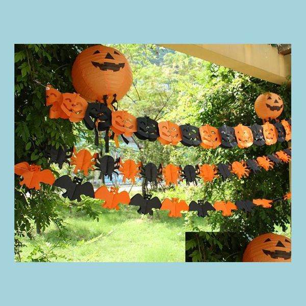 Bandeiras de banner Py Halloween Garland Bating Bat Pumpkin Ghosts Spider Party Decorations Decoração de papel de barra de boate 118 polegadas Drop Deliver Dhey7