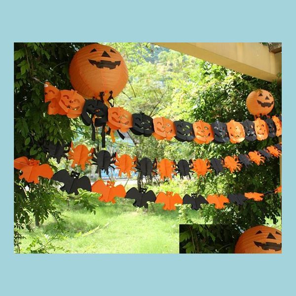 Banner Bandiere Py Halloween Ghirlanda Stamina Pipistrello Zucca Fantasmi Ragno Decorazioni per feste Bar discoteca Decorazioni di carta 118 pollici Goccia Consegna Dhey7