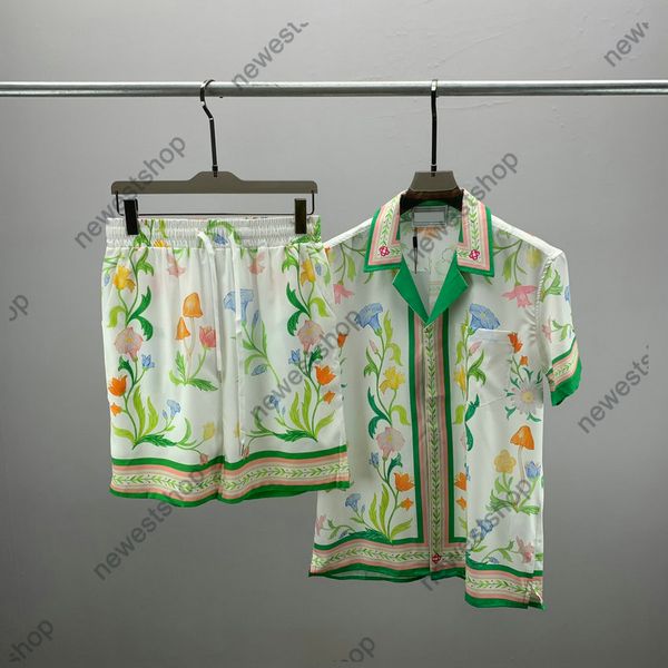 Herren Trailsuits Designer T -Shirt Männer Blumendruck Kurzarm Anzüge luxuriöser Freizeithöchen Farbe Mann Shorts mit Netz und T -Shirt -Set