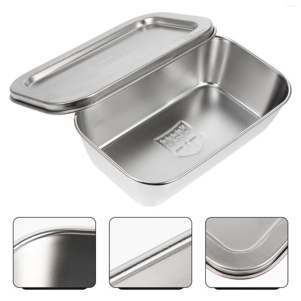 Geschirrsets Edelstahl Aufbewahrungsbox Vintage Lunchboxen Frische Butterdose Deckel 304 Metallhalter