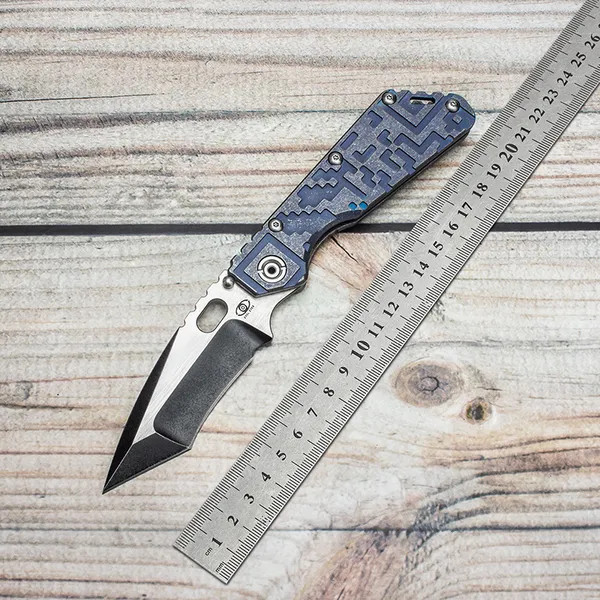 EVIL EYES Coltello chiudibile personalizzato MSC SMF # 40 Performance Series Manico in titanio pieno blu Lama Tanto ad alta durezza M390 Strong Outdoor EDC Tactical Camping Tools