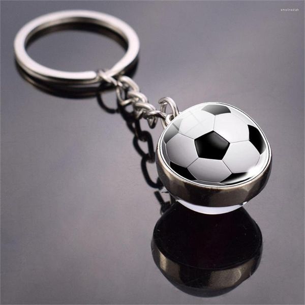 Keychains Sports Futebol Keychain for Mull Men Men Basketball Billards Billiards Tennis Glass Ball Key Keyrings Acessórios Presente