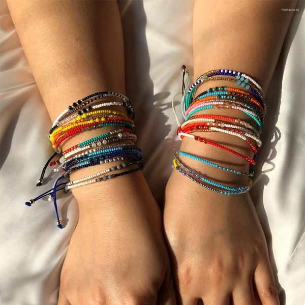 Bangle Bohemian Colorful Glass Breads Bracelets Cotton Cotton Cotelable