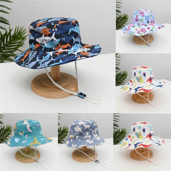 Berets 2023 малыш Baby Kids Boys Fashion Fashion's Childrend Print Slim Band Sun Proof Presescent расширенная шапка рыбака рыбака