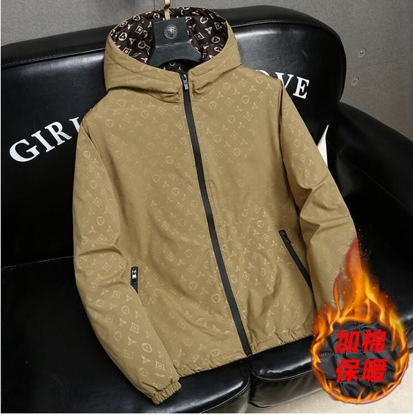 Nuovo Cappotto di Cotone Giacca Spessa da Uomo Cappotto di Cotone Giacca con stampa transfrontaliera da Uomo 2024 Autunno Nuova Versione Coreana Tendenza Giacca da Uomo Casual Giacca con Cappuccio da Uomo