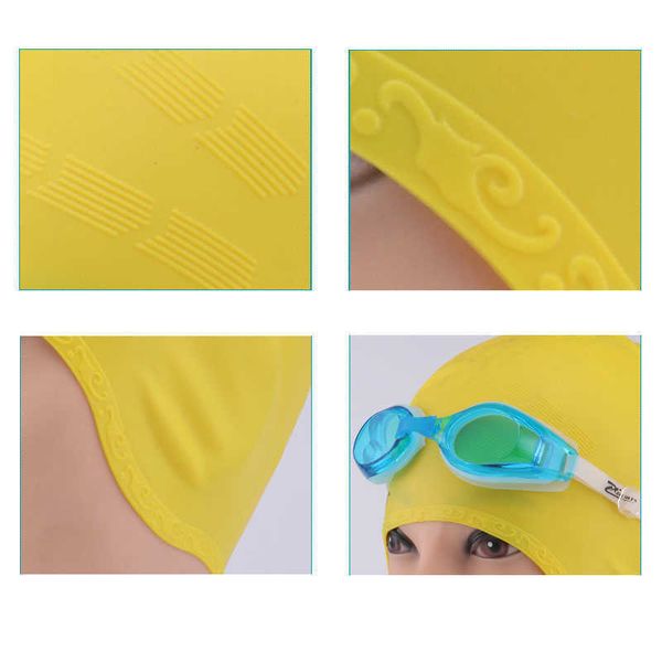 berretti Nuoto impermeabile per capelli lunghi per adulti protezione per le orecchie in silicone per nuoto adatto per uomo e donna berretto in lattice in neoprene per ragazze grandi P230531