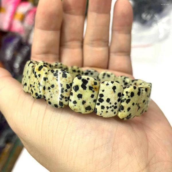 Strang-dalmatinischer Jaspis-Stein bördelt Armband-natürliches Edelstein-Schmucksache-Armband für Mann-Frau Großverkauf!