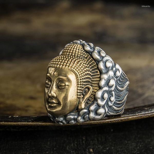 Cluster Rings Solid 999 Sterling Silver MENS MEN Artisan Handmade Buddha Punk Biker Ring Jewelry A5657