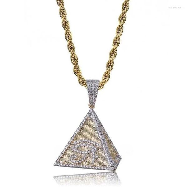 Collane con ciondolo Collana classica da donna Piramide Occhio intarsiato con zirconi Hip Hop per uomo Catena sui gioielli al collo