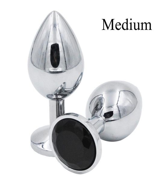 Brinquedo sexual massageador tamanho médio 80x33mm luxo prata rosqueado metal butt plug inserção anal rolha sexy brinquedos sexuais audlt produtos1686616