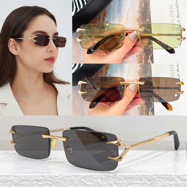 Gafas de sol de marca para mujer diseñadores Invierno nuevas gafas de sol de aviador sin marco Gafas de metal sexy y de moda para mujer SRC023 Lunettes de soleil Designer pour femme