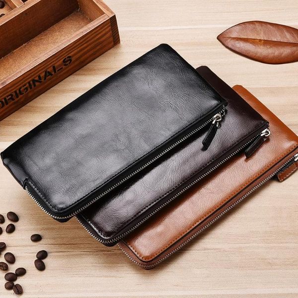 Brieftaschen Männer Classic Long Style Kartenhalter Männliche Geldbörse Qualität Reißverschluss Große Kapazität Groß Für Handy Geldbörse Me