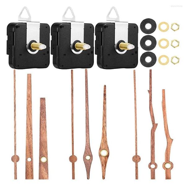 Kit di riparazione dell'orologio 3 pezzi Parti del meccanismo di movimento dell'orologio al quarzo con tipi di lancette in legno di noce Accessori per