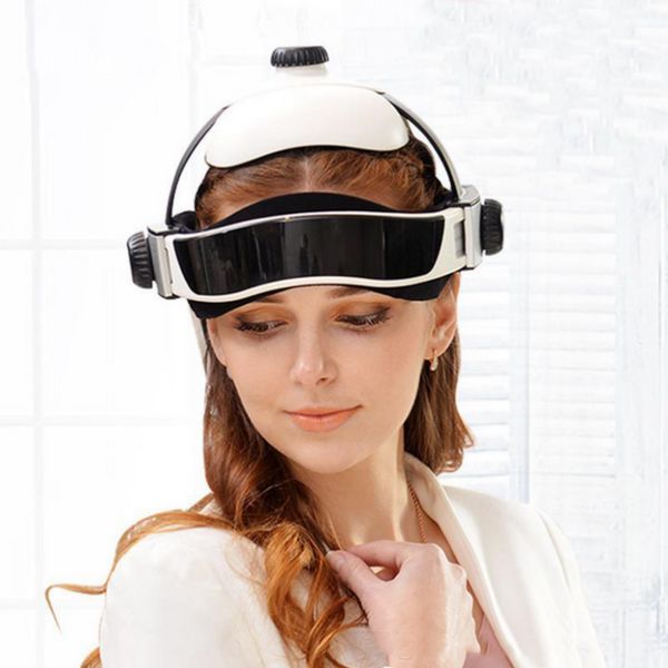 Aquecimento elétrico pescoço cabeça massagem capacete pressão de ar terapia vibração massageador música estimulador muscular cuidados de saúde325
