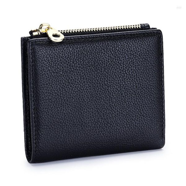 Portafogli COMFORSKINBorsa corta in pelle piena da donna 2023 Simple Senior Natural Fall In Half Fold Money Clip Zipper Coin